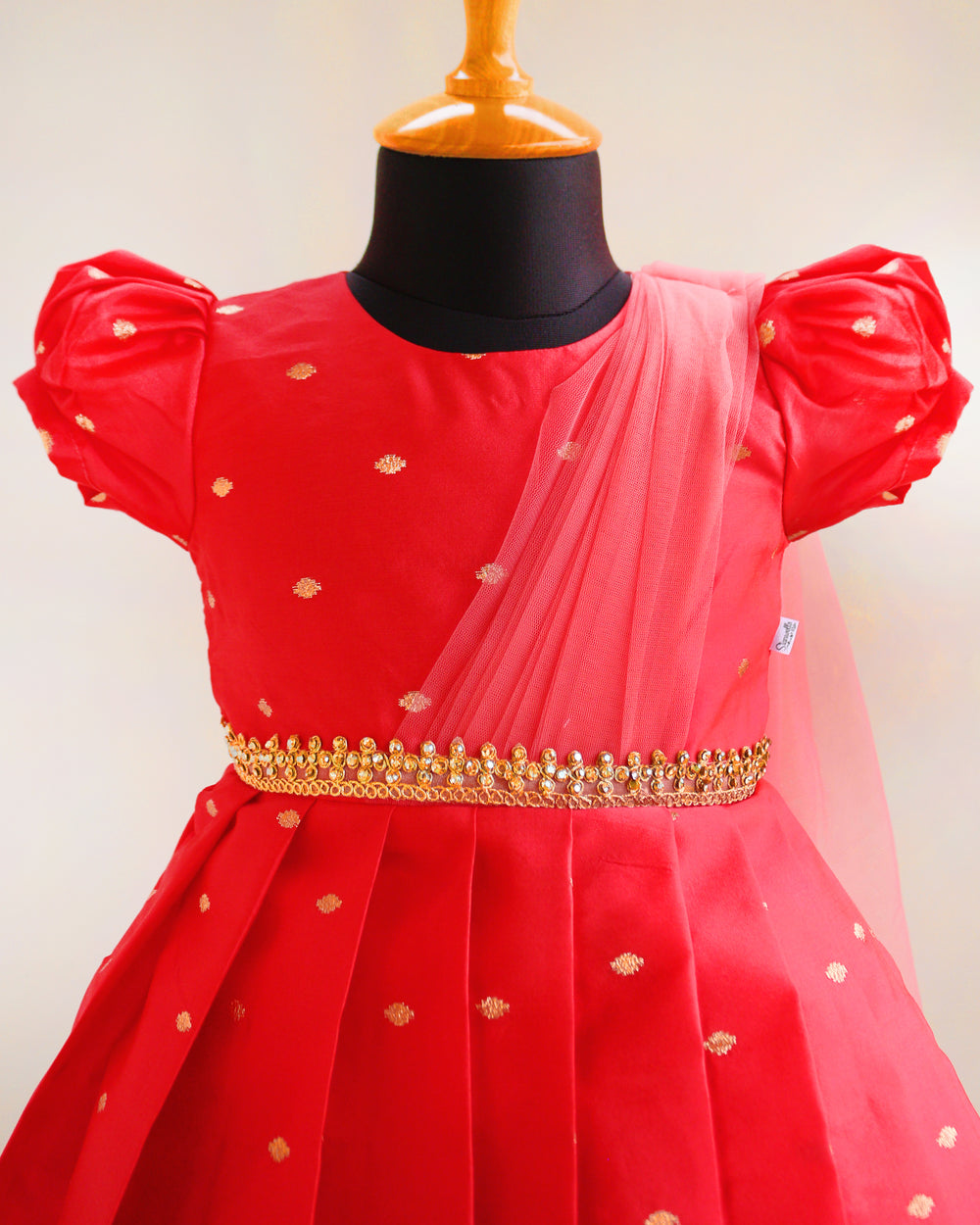 Peach Silk Butti Frock – Ethnic Partywear & Birthday Dress for Baby Girls by Stanwells Kids