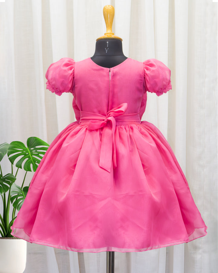 Peach organza frock, elegant bow dress for baby girls, birthday dress for kids, premium party wear frock, toddler birthday outfit, Stanwells Kids fashion