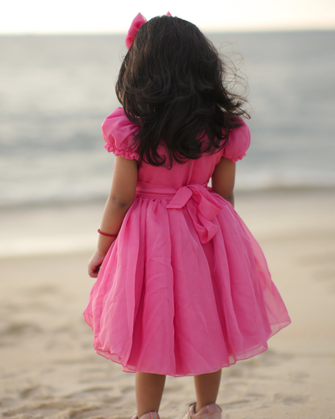 Peach organza frock, elegant bow dress for baby girls, birthday dress for kids, premium party wear frock, toddler birthday outfit, Stanwells Kids fashion