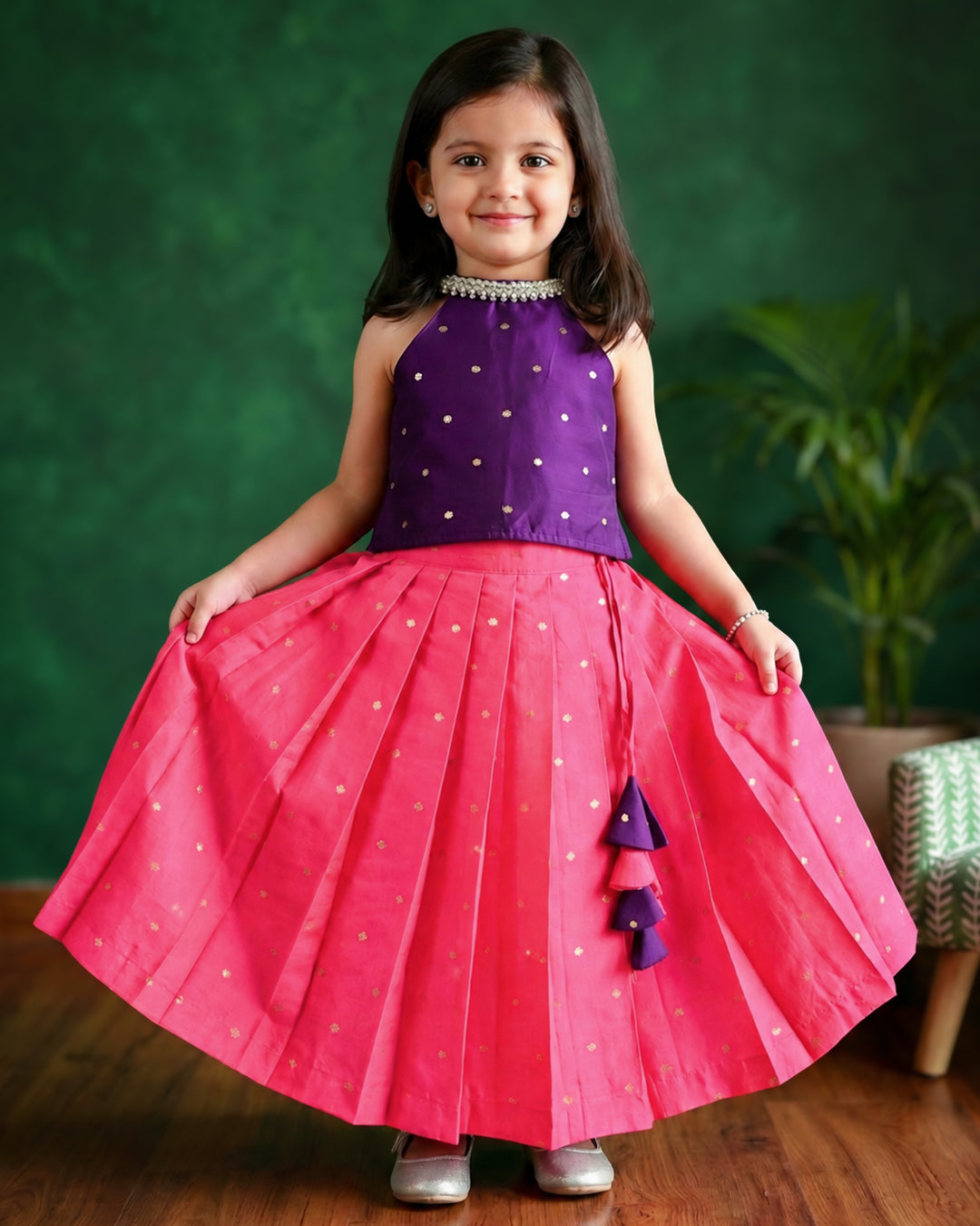 Peach violet festive lehenga choli for baby girl – Stanwells Kids