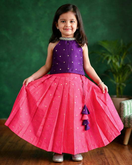 Peach violet festive lehenga choli for baby girl – Stanwells Kids