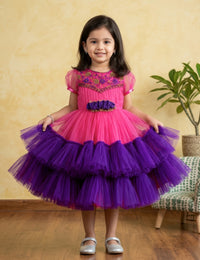 Peach Violet Handwork Ruffles Birthday Frock for Baby Girl – Stanwells Kids