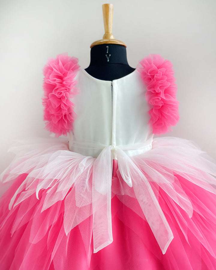 Peach and White Candy Popsicle Theme Frock – Handworked Applique Birthday Dress for Baby Girls by Stanwells Kids