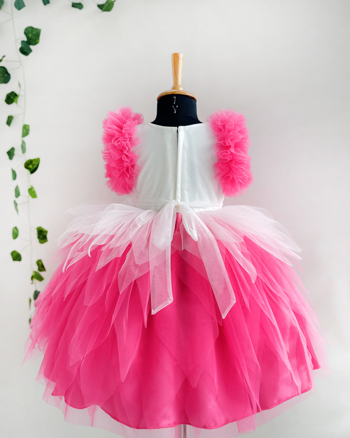 Peach and White Candy Popsicle Theme Frock – Handworked Applique Birthday Dress for Baby Girls by Stanwells Kids