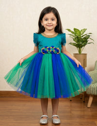 Peacock Handwork Flower Frock for Baby Girl – Stanwells Kids