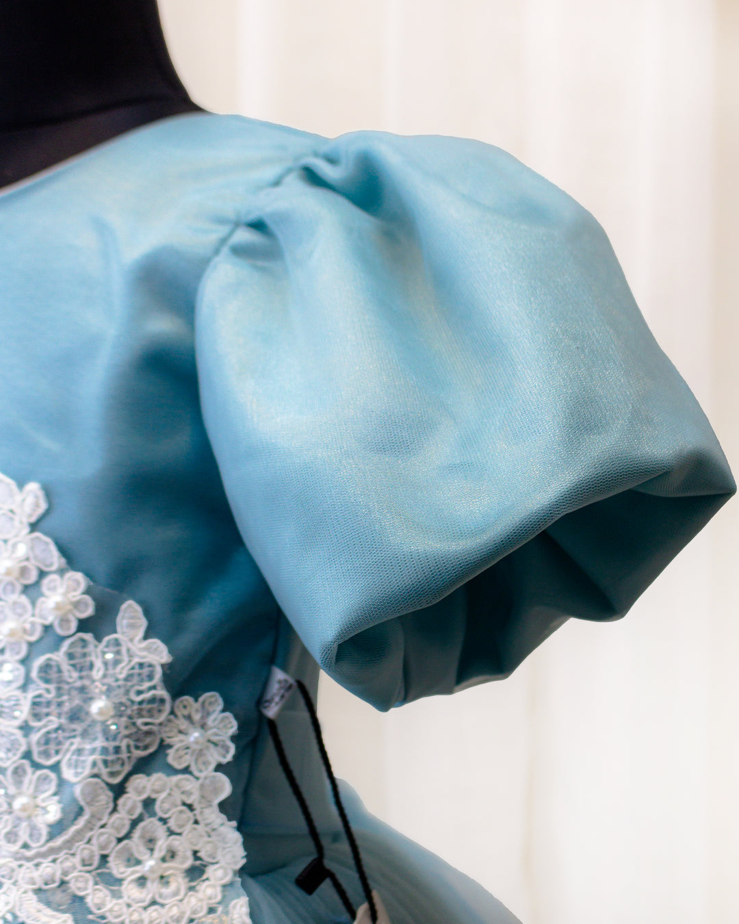 Pearl blue applique handwork Cinderella gown, baby girls birthday dress, premium kids party wear, designer gown for baby girl, Stanwells Kids dress