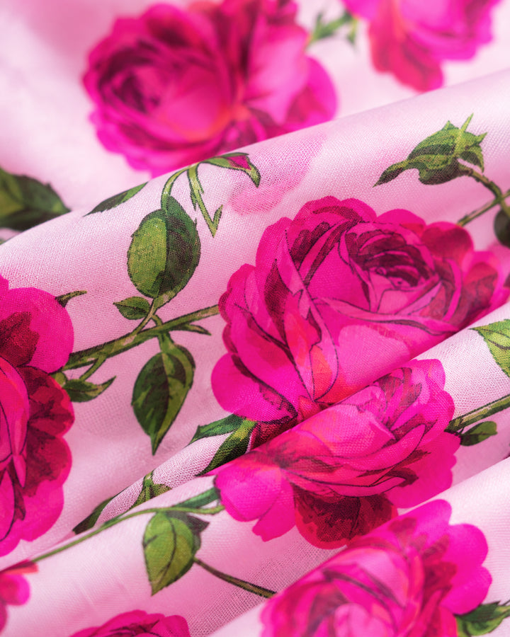 Pink Rose Chiffon Flared Frock – Full Length View – Stanwells Kids
