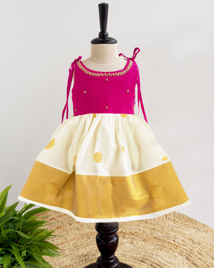 Pink Baby Girl Birthday Dress with Embroidery & Lace Frock