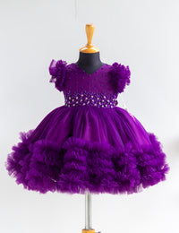 Purple Shade Heavy Handwork Birthday Frock for Baby Girl – Stanwells Kids