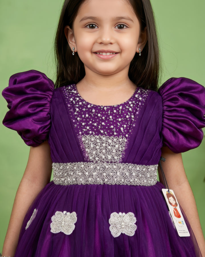Heavy birthday partywear frock, 1 year birthday dresses online, partywear online india, best selling trending designs for kids, stanwells kids, handwork frocks, butterfly dresses for girls, buget buy kids dresses