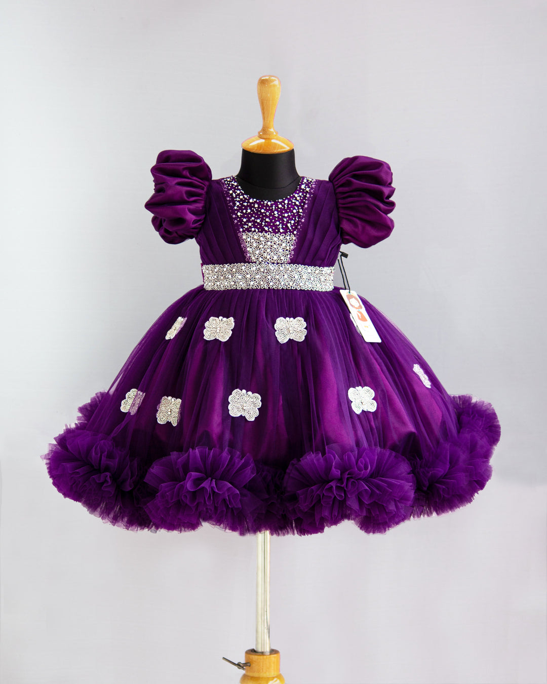 Heavy birthday partywear frock, 1 year birthday dresses online, partywear online india, best selling trending designs for kids, stanwells kids, handwork frocks, butterfly dresses for girls, buget buy kids dresses