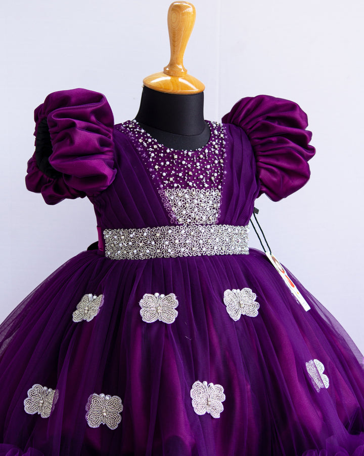 Heavy birthday partywear frock, 1 year birthday dresses online, partywear online india, best selling trending designs for kids, stanwells kids, handwork frocks, butterfly dresses for girls, buget buy kids dresses