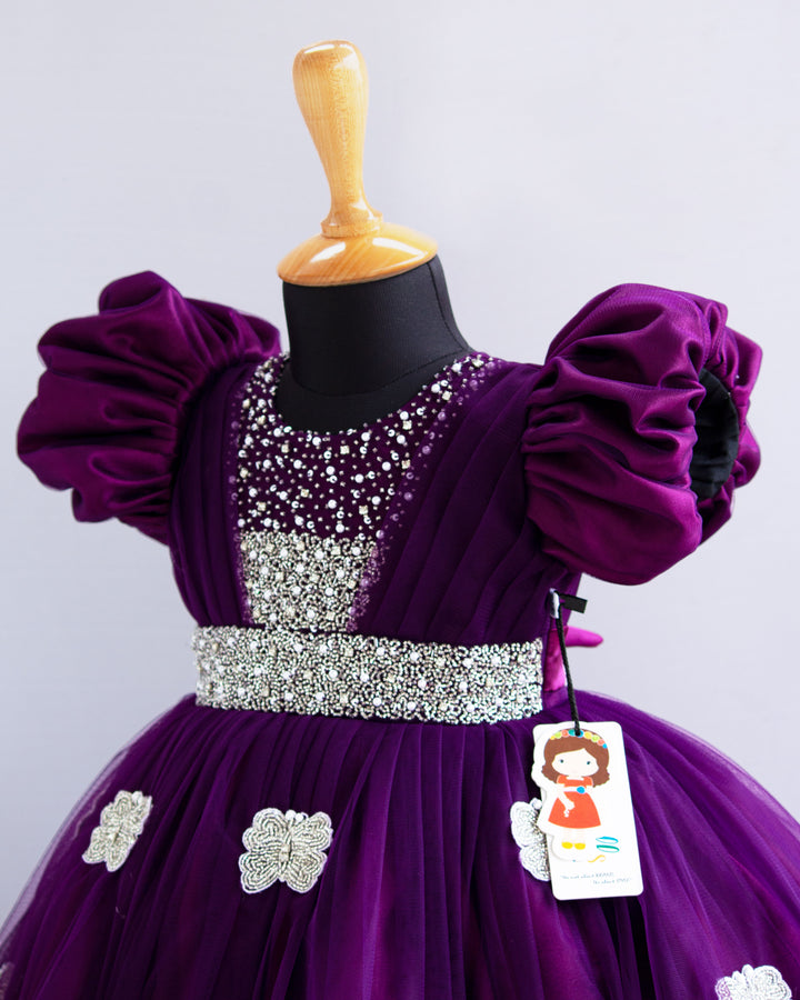 Heavy birthday partywear frock, 1 year birthday dresses online, partywear online india, best selling trending designs for kids, stanwells kids, handwork frocks, butterfly dresses for girls, buget buy kids dresses