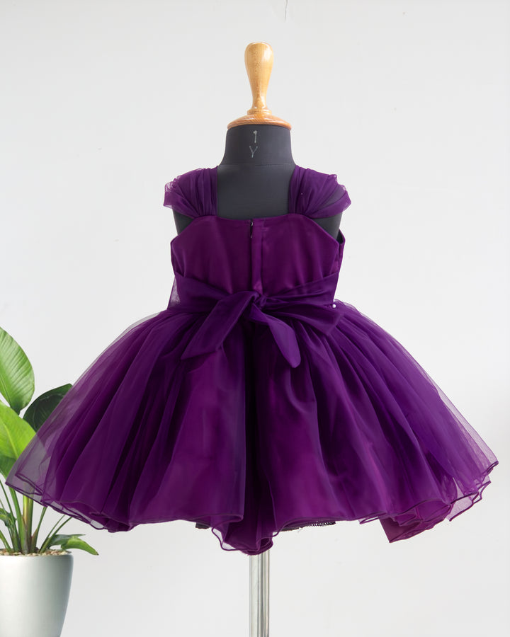 Purple sequins handwork premium frock full look for baby girl – Stanwells Kids