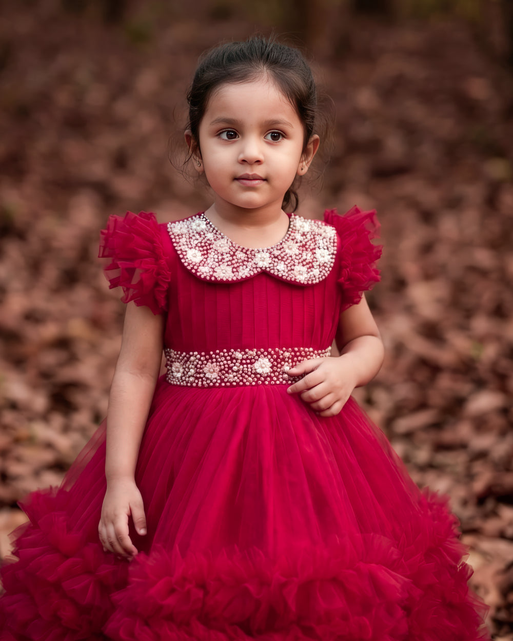 Rani pink birthday dress for baby girl with handwork

Baby girl partywear frock in rani pink shade

Peter collar pleated birthday dress for toddler girl

Rani pink baby girl frock satin lining back view

Handwork rani pink birthday dress close up detail

Baby girl first birthday partywear pink frock

Designer rani pink frock for baby girl celebration

Toddler girl birthday dress with pleated yoke
