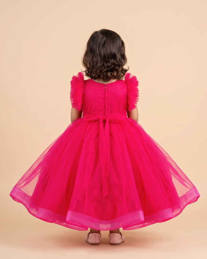 pink handwork full frock for kids - stanwells kids