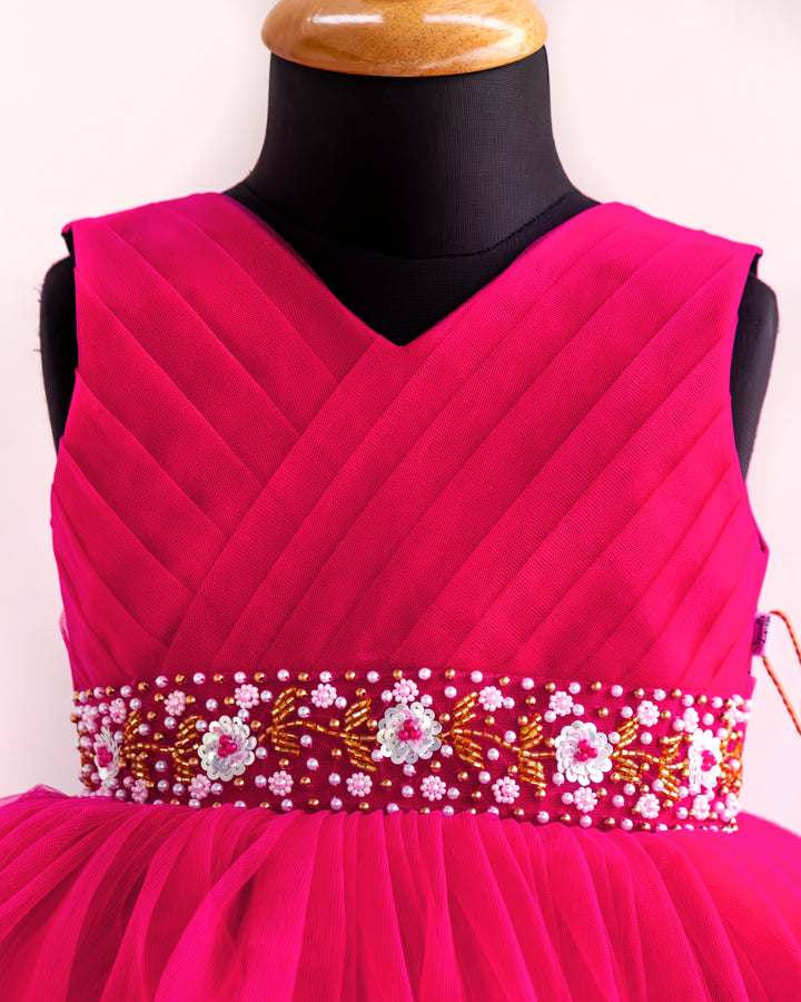 Ranipink Pleated Frock Satin Tie Back for Toddler Girl – Stanwells Kids