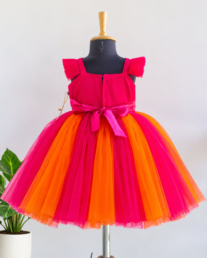 Baby Girl Ranipink Orange Designer Party Dress – Stanwells Kids