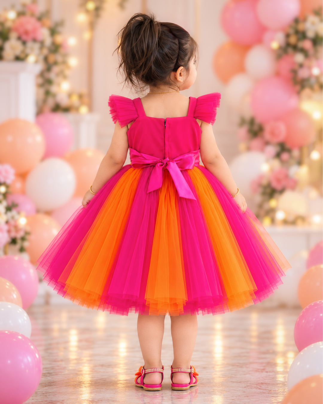 Ranipink Bow Frock Layered Skirt Premium Finish – Stanwells Kids