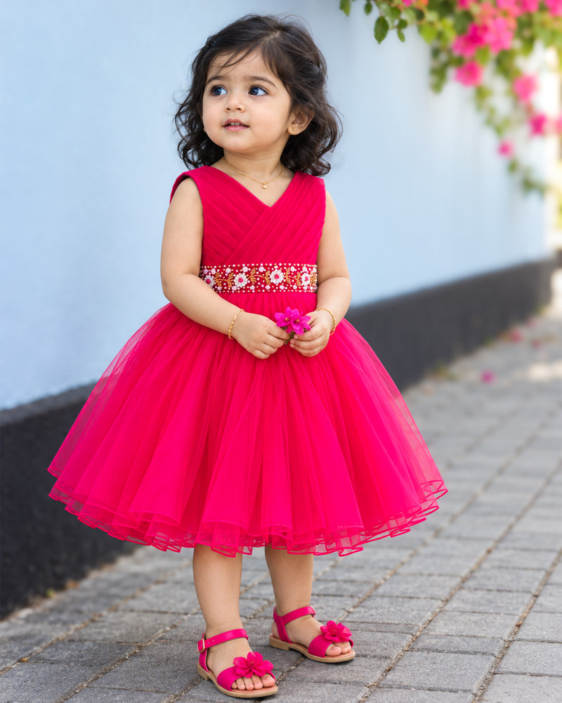 Ranipink Handwork Pleated Frock for Baby Girl – Stanwells Kids