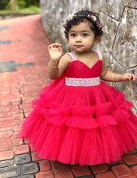 Rani Pink Shade Premium Baby Girls Handwork Party Wear Birthday Frock