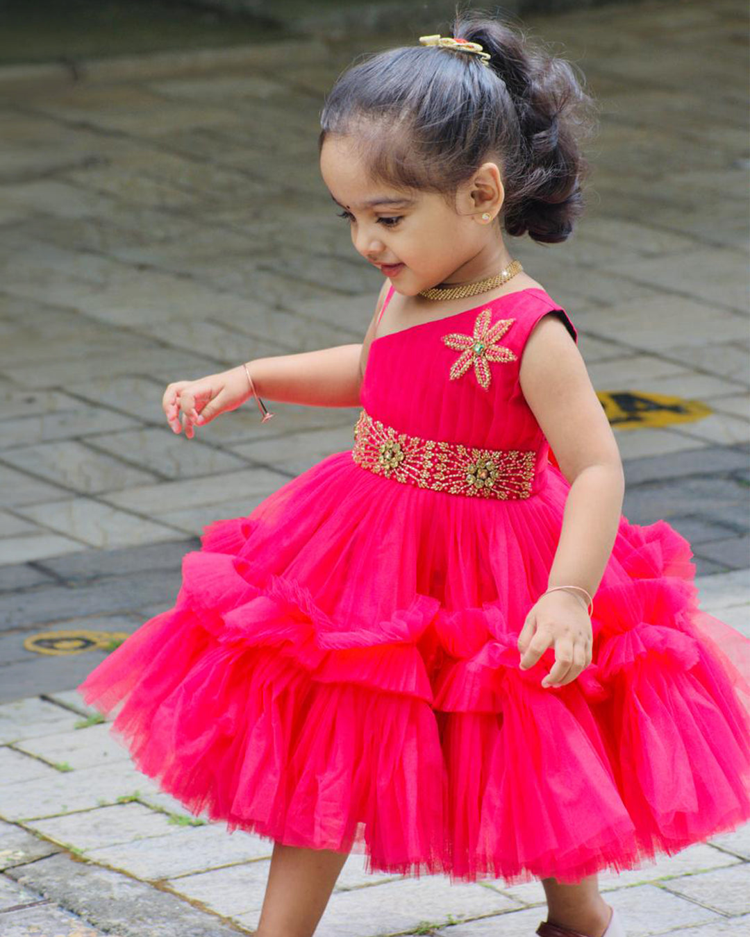 Ranypink Shade Baby Girls Birthday Dress - Pleated Ruffled Party Frock
