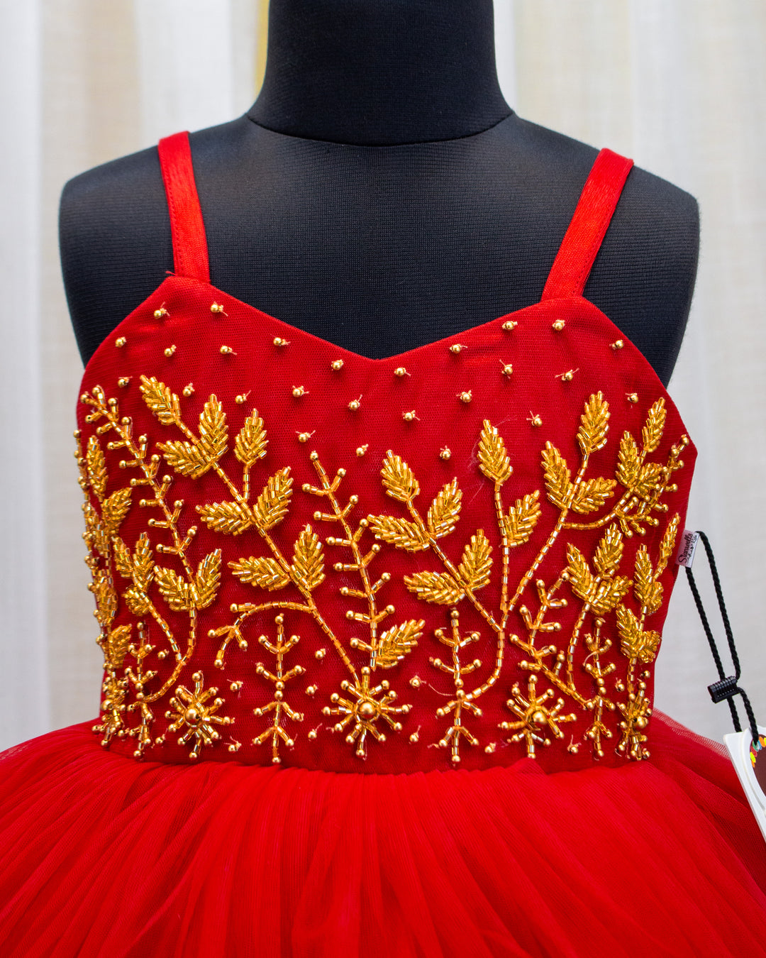 Red heavy handwork frock for baby girls, partywear birthday dress, wedding dress for girls, Stanwells Kids