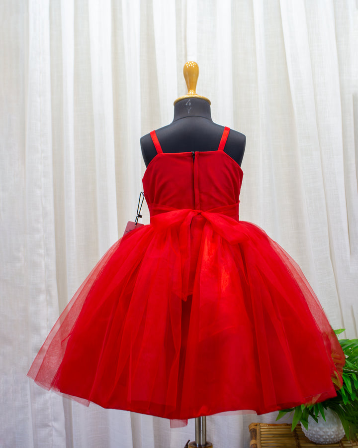 Red heavy handwork frock for baby girls, partywear birthday dress, wedding dress for girls, Stanwells Kids