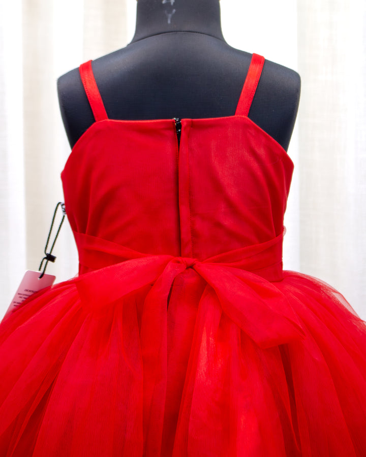 Red heavy handwork frock for baby girls, partywear birthday dress, wedding dress for girls, Stanwells Kids