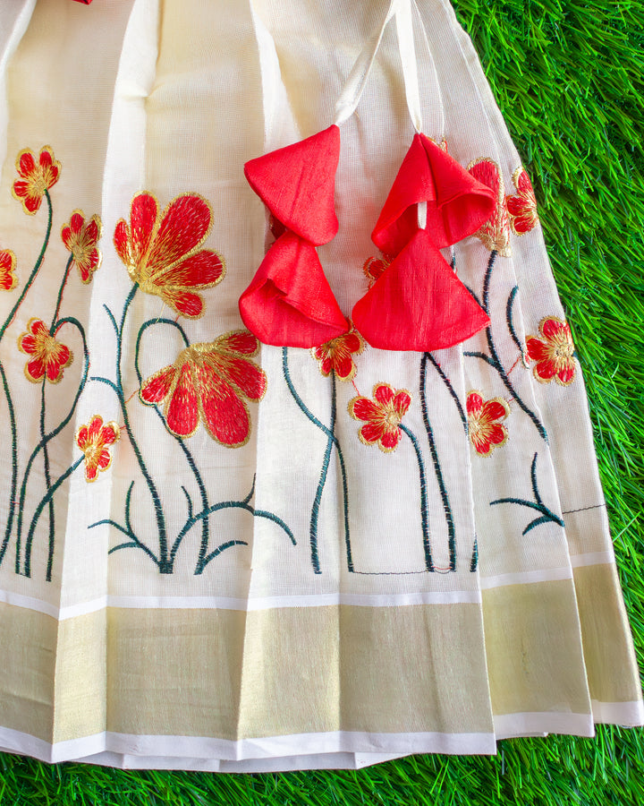 Red lime gold floral lehenga choli for baby girls, baby girls ethnic birthday dress, kids festive lehenga choli, traditional partywear dress for girls
