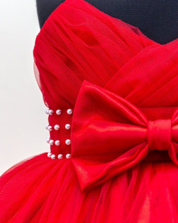 baby girls birthday dress, red Christmas frock, premium partywear dress, festive frock for kids, satin red frock for baby girls, Christmas outfit, toddler birthday outfit, girls partywear dress, designer kids frock