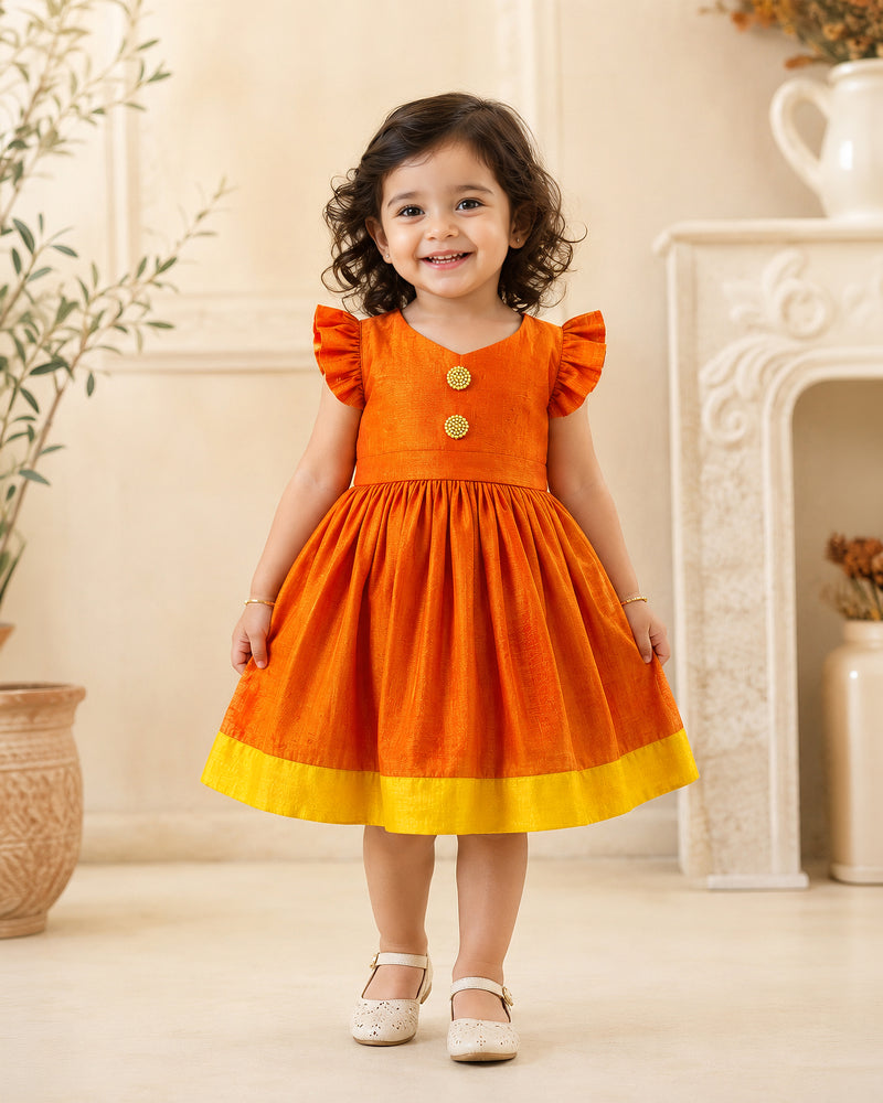 Red Baby Girls Silk Ethnic Frock