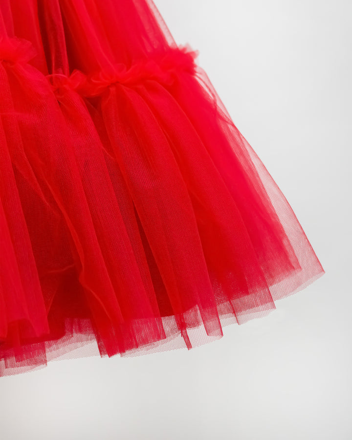 red off white baby girls christmas frock, ruffle partywear dress for kids, baby girl birthday dress, festive frock for toddlers, stylish christmas outfit girls