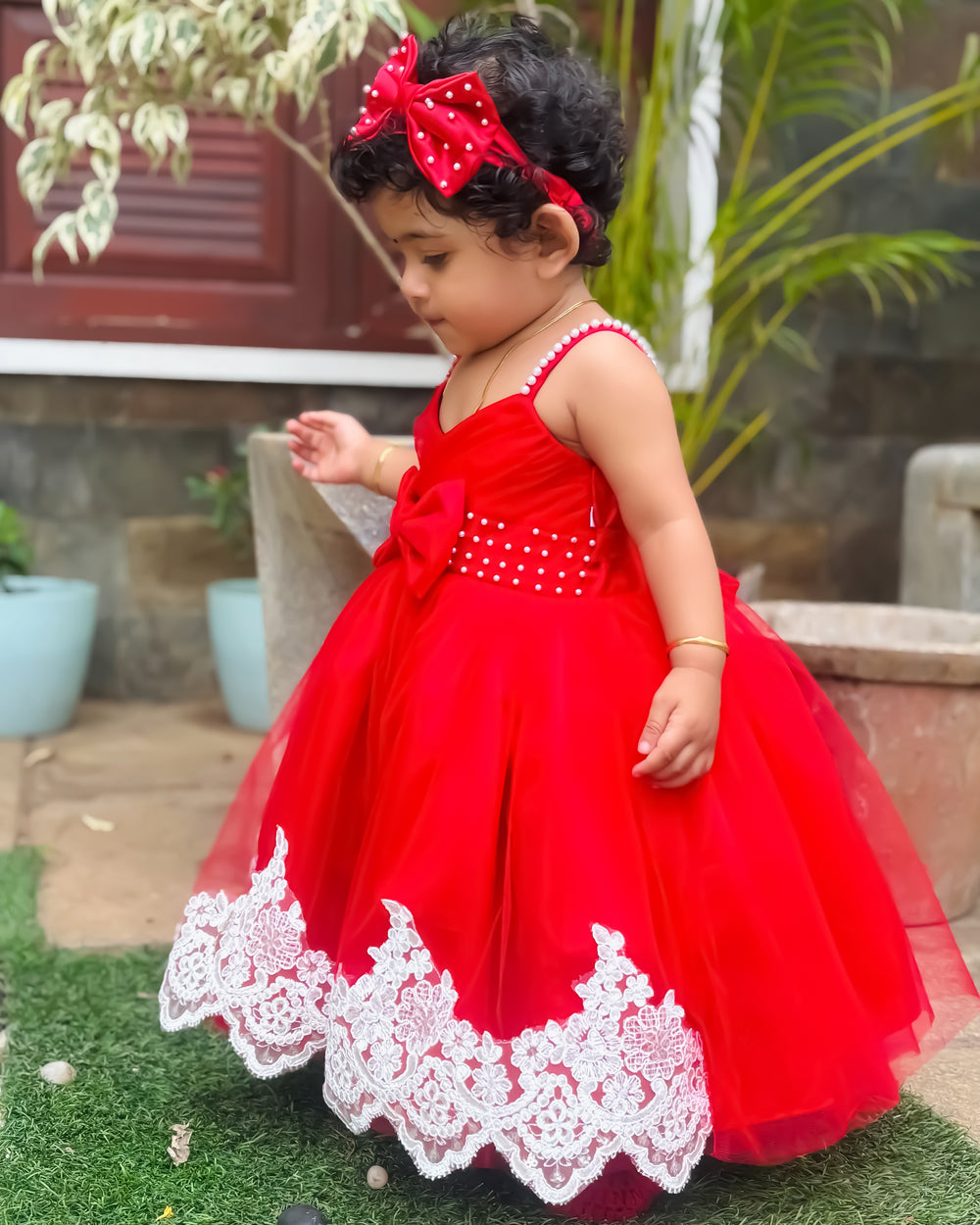 baby girls birthday dress, red Christmas frock, premium partywear dress, festive frock for kids, satin red frock for baby girls, Christmas outfit, toddler birthday outfit, girls partywear dress, designer kids frock