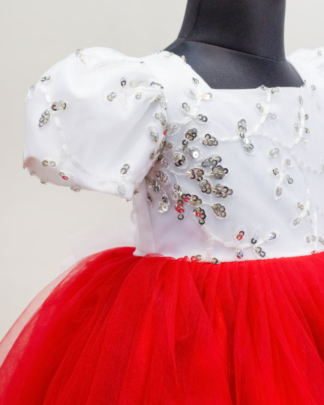 red and white Christmas frock for baby girls, designer birthday dress, festive kids party wear, baby girl Christmas outfit, Stanwells Kids dress