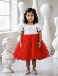 Red White Christmas Designer Frock for Baby Girl – Stanwells Kids