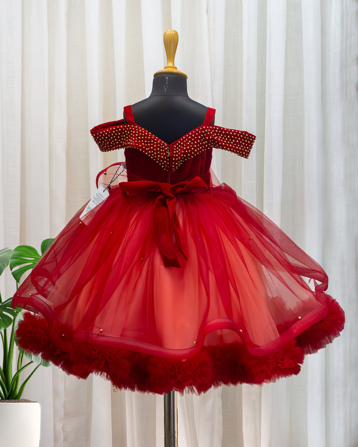 baby girls reddish maroon coral birthday party wear full gown

kids heavy partywear gown for birthday function

toddler girl premium birthday dress long gown

designer baby girl full length party dress maroon coral

girls birthday photoshoot gown heavy work