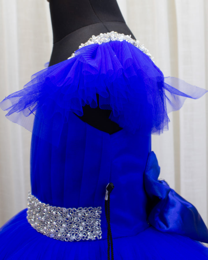 Royal Blue Shade Premium Baby Girls Handwork Party Wear Birthday Frock