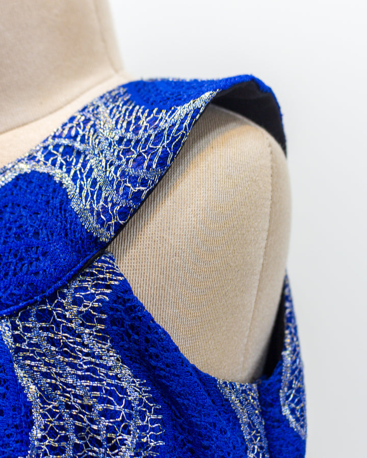 Royal blue sleeveless western baby girls birthday dress, stylish partywear frock for kids, premium designer dress, Stanwells Kids