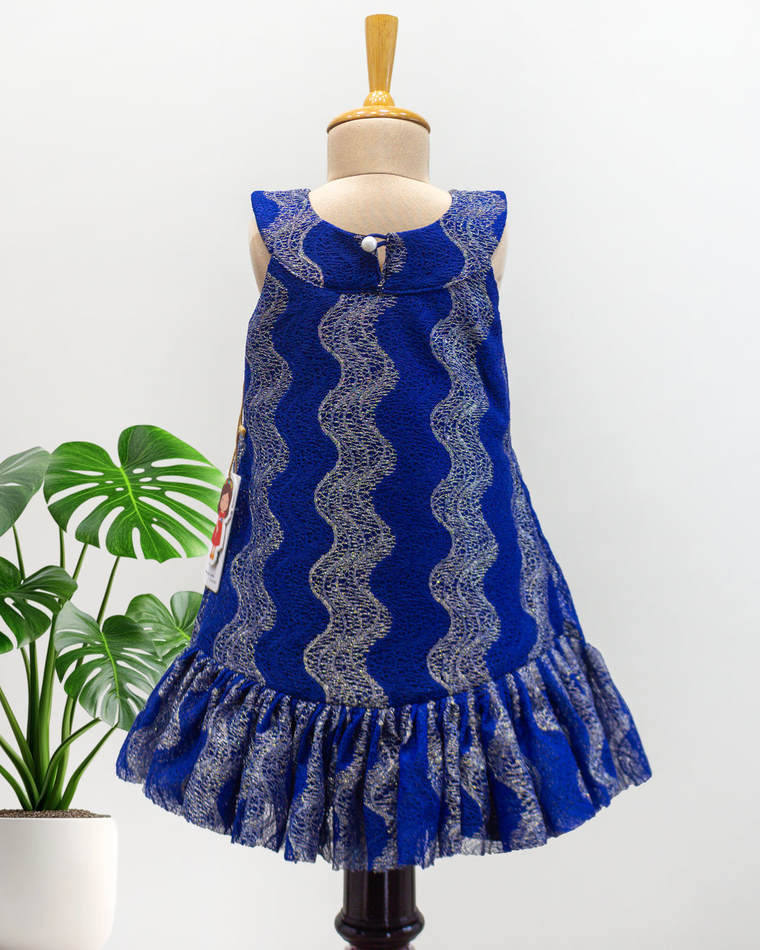 Royal blue sleeveless western baby girls birthday dress, stylish partywear frock for kids, premium designer dress, Stanwells Kids