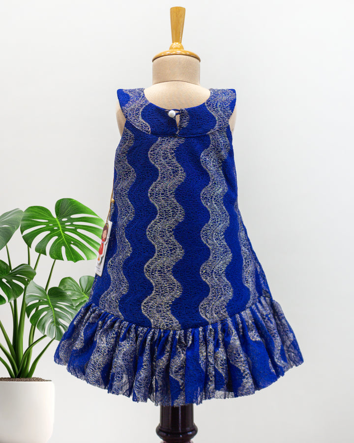 Royal blue sleeveless western baby girls birthday dress, stylish partywear frock for kids, premium designer dress, Stanwells Kids
