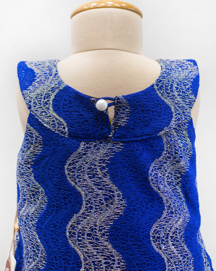 Royal blue sleeveless western baby girls birthday dress, stylish partywear frock for kids, premium designer dress, Stanwells Kids