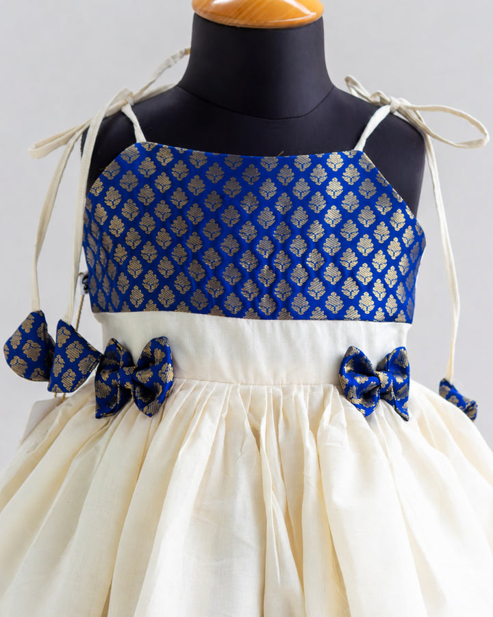 Kerala tissue Kettuduppu frock with tie-on-shoulder design – Stanwells Kids