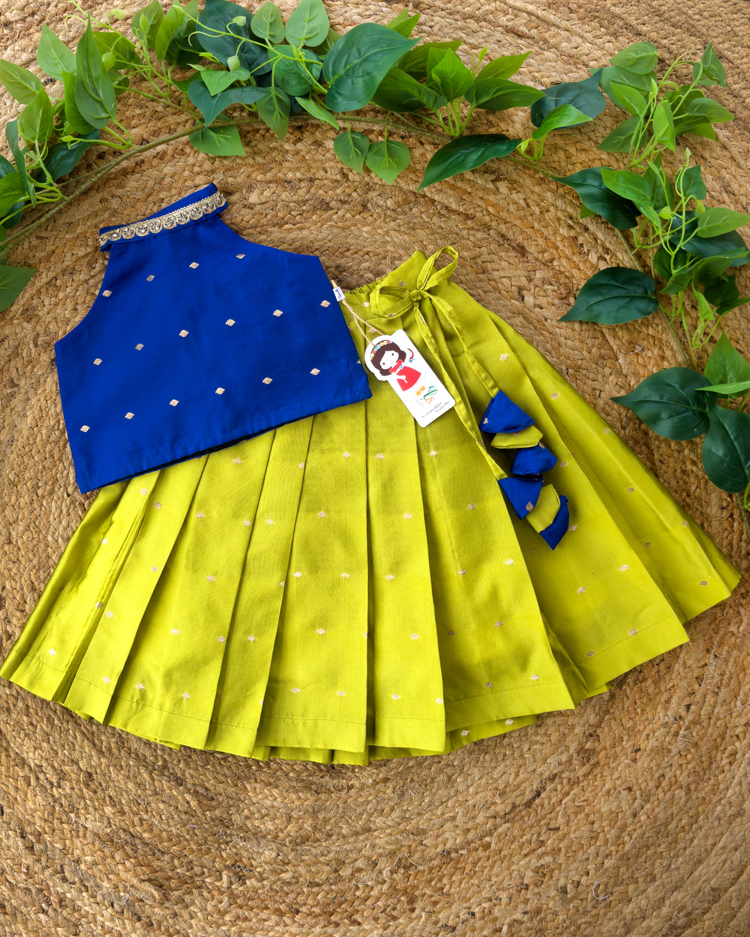 Royal blue green ethnic lehenga choli for girls – full look, Stanwells Kids