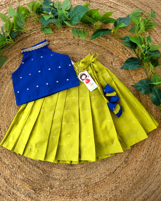 Royal blue green ethnic lehenga choli for girls – full look, Stanwells Kids