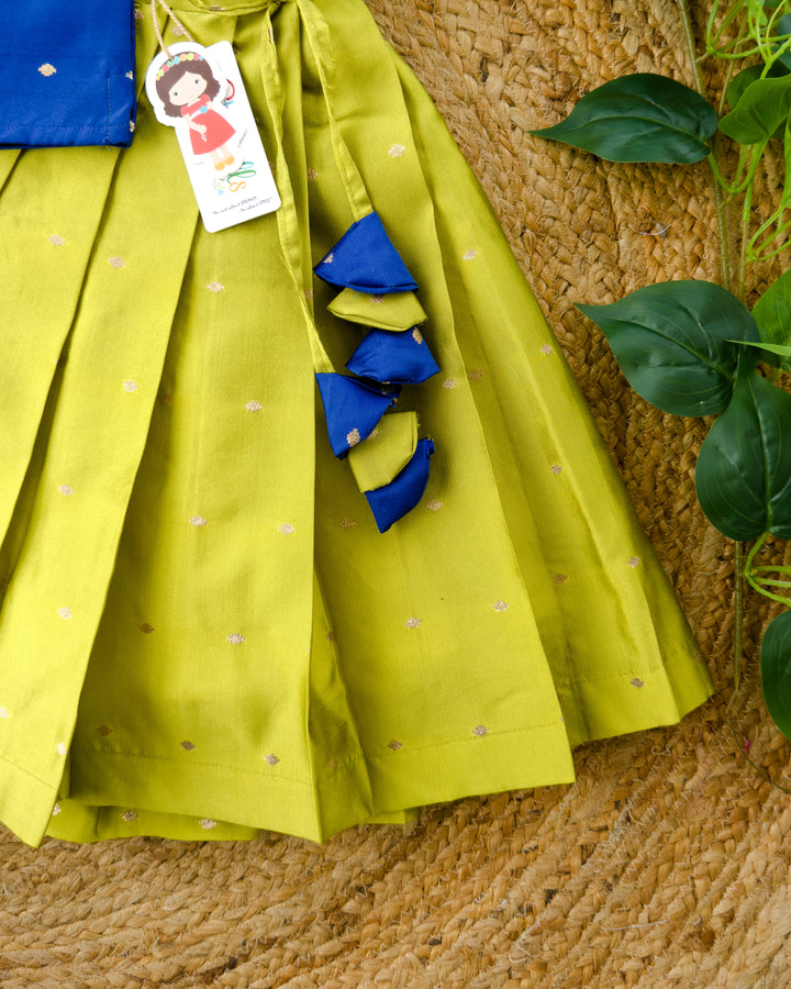 Side view of royal blue green festive lehenga choli for girls – Stanwells Kids