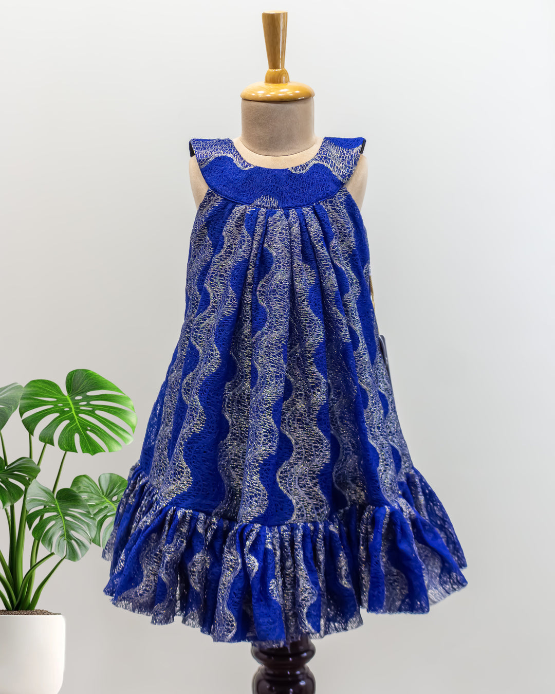 Royal blue sleeveless western baby girls birthday dress, stylish partywear frock for kids, premium designer dress, Stanwells Kids