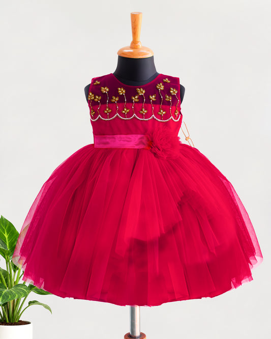 Ruby Red Sequin Yoke Birthday Party Frock – Stanwells Kids