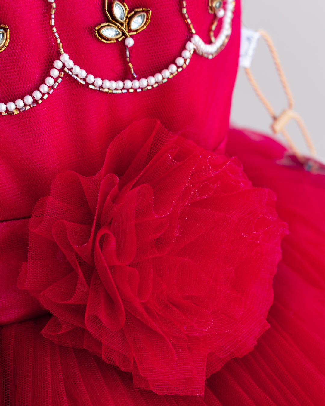 Ruby Red Partywear Frock Sequin Shimmer Design – Stanwells Kids