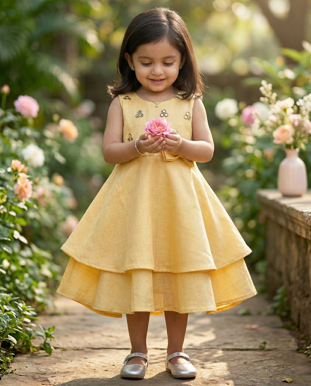 baby girl sandal mirror frock birthday dress
traditional A-line frock baby girl festive wear
mirror work baby girl party dress sandal color
ethnic baby girl birthday dress mirror design
kids traditional frock A-line sandal outfit